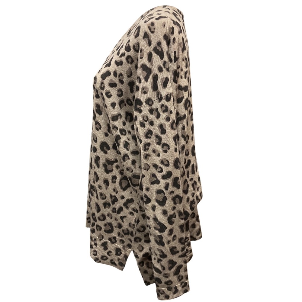 Magaschoni Women's Animal Print V Neck Long Sleeve Cashmere Blend‎ Sweater Sz XL - Picture 4 of 8